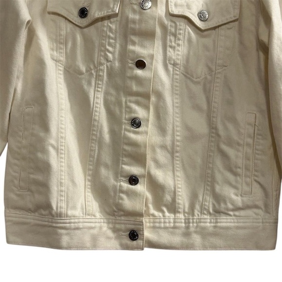 Everlane Women's Denim Jacket Medium off-white Button-Up Casual Short Fall - Picture 9 of 12